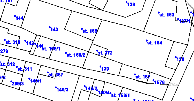 Parcela st. 372 v KÚ Železnice, Katastrální mapa