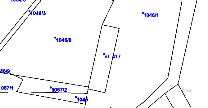 Parcela st. 417 v KÚ Železnice, Katastrální mapa