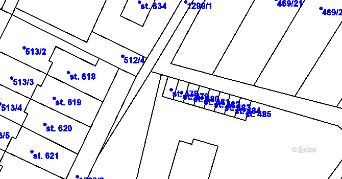 Parcela st. 478 v KÚ Železnice, Katastrální mapa