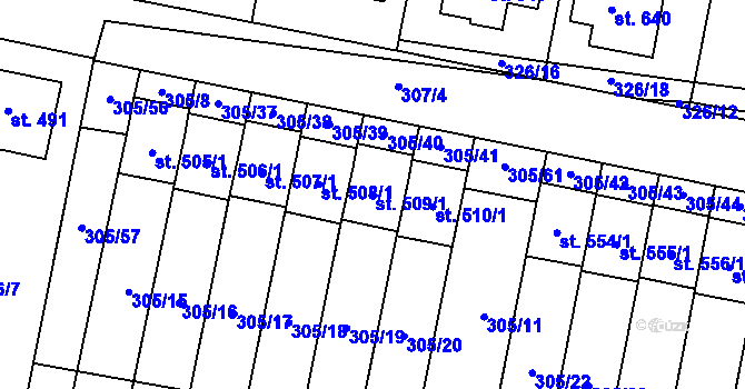 Parcela st. 509/1 v KÚ Železnice, Katastrální mapa