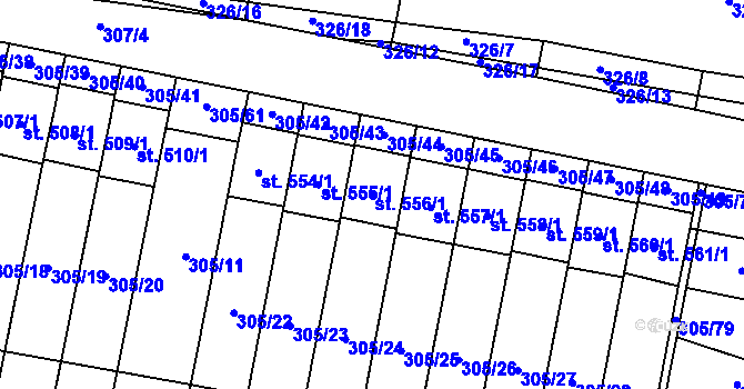 Parcela st. 556/1 v KÚ Železnice, Katastrální mapa