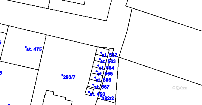 Parcela st. 562 v KÚ Železnice, Katastrální mapa