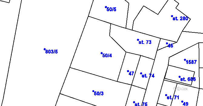 Parcela st. 50/4 v KÚ Železnice, Katastrální mapa