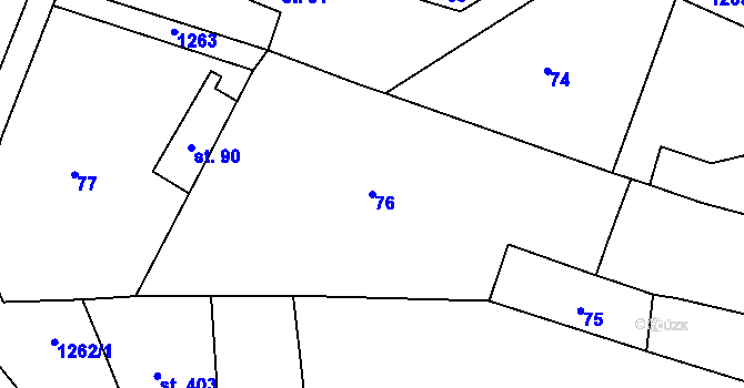 Parcela st. 76 v KÚ Železnice, Katastrální mapa
