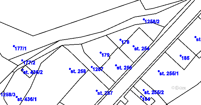 Parcela st. 179 v KÚ Železnice, Katastrální mapa