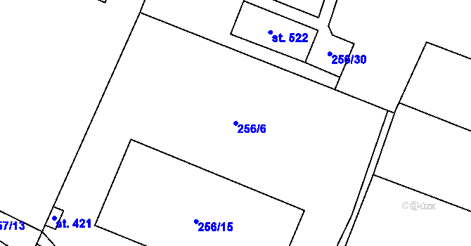 Parcela st. 256/6 v KÚ Železnice, Katastrální mapa