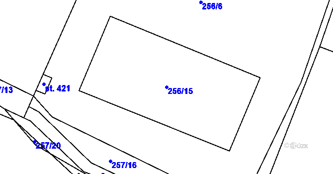 Parcela st. 256/15 v KÚ Železnice, Katastrální mapa
