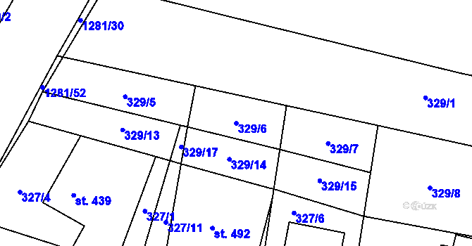 Parcela st. 329/6 v KÚ Železnice, Katastrální mapa