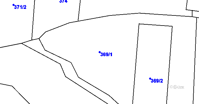 Parcela st. 369/1 v KÚ Železnice, Katastrální mapa