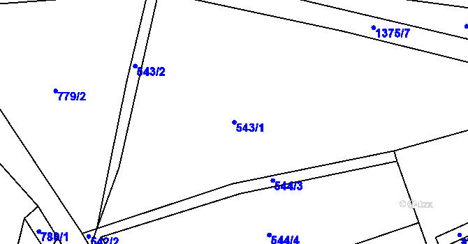 Parcela st. 543/1 v KÚ Železnice, Katastrální mapa