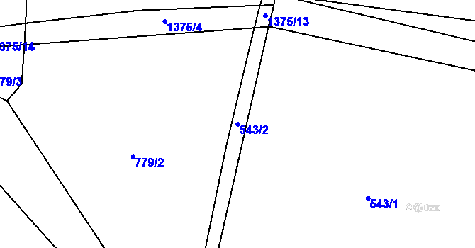 Parcela st. 543/2 v KÚ Železnice, Katastrální mapa