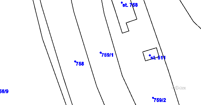 Parcela st. 759/1 v KÚ Železnice, Katastrální mapa