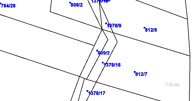 Parcela st. 809/2 v KÚ Železnice, Katastrální mapa