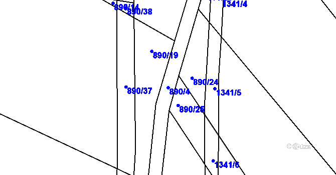 Parcela st. 890/4 v KÚ Železnice, Katastrální mapa