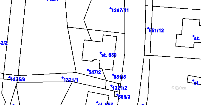 Parcela st. 639 v KÚ Železnice, Katastrální mapa