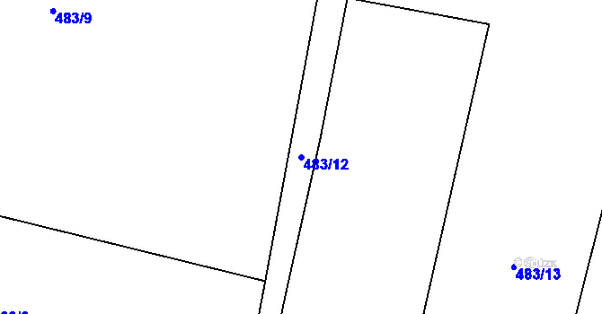 Parcela st. 483/12 v KÚ Železnice, Katastrální mapa