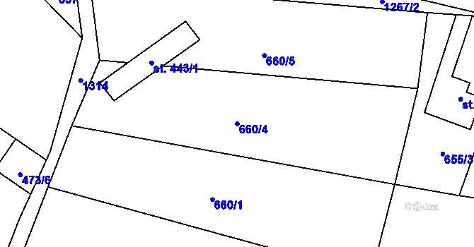 Parcela st. 660/4 v KÚ Železnice, Katastrální mapa