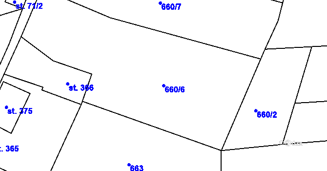 Parcela st. 660/6 v KÚ Železnice, Katastrální mapa