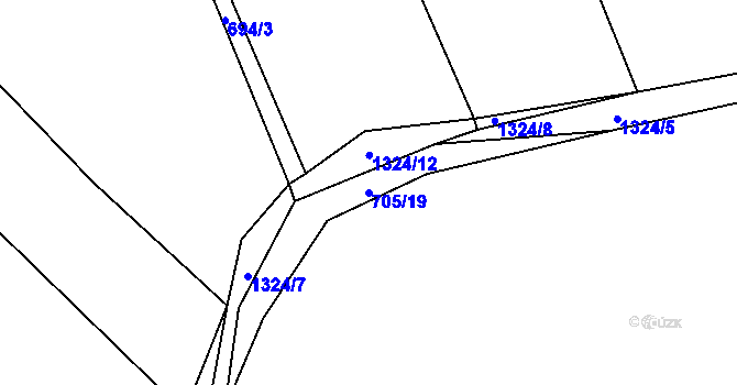 Parcela st. 705/19 v KÚ Železnice, Katastrální mapa