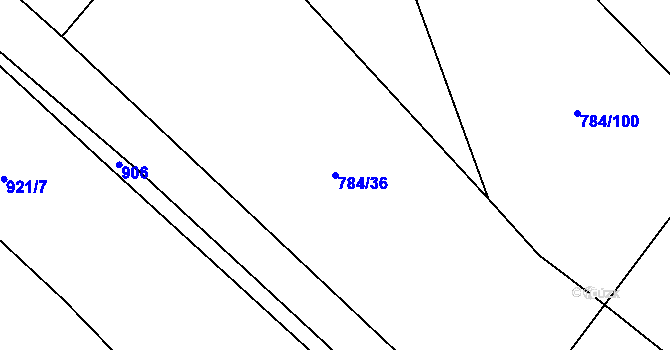 Parcela st. 784/36 v KÚ Železnice, Katastrální mapa