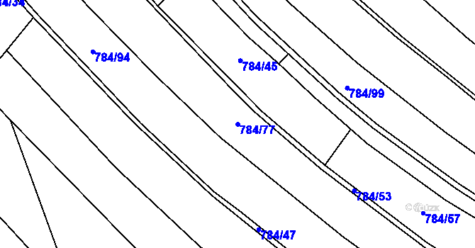 Parcela st. 784/77 v KÚ Železnice, Katastrální mapa