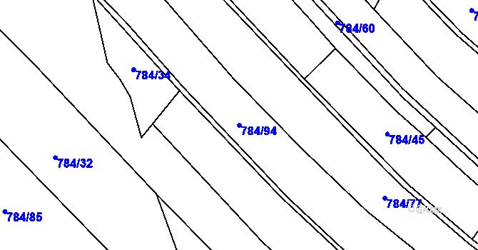 Parcela st. 784/94 v KÚ Železnice, Katastrální mapa