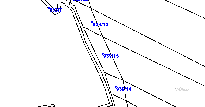 Parcela st. 939/15 v KÚ Železnice, Katastrální mapa