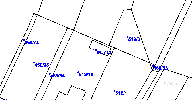 Parcela st. 772 v KÚ Železnice, Katastrální mapa