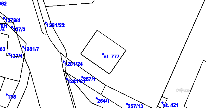 Parcela st. 777 v KÚ Železnice, Katastrální mapa