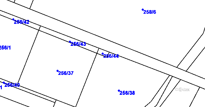 Parcela st. 256/44 v KÚ Železnice, Katastrální mapa