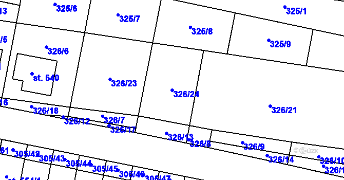 Parcela st. 326/24 v KÚ Železnice, Katastrální mapa