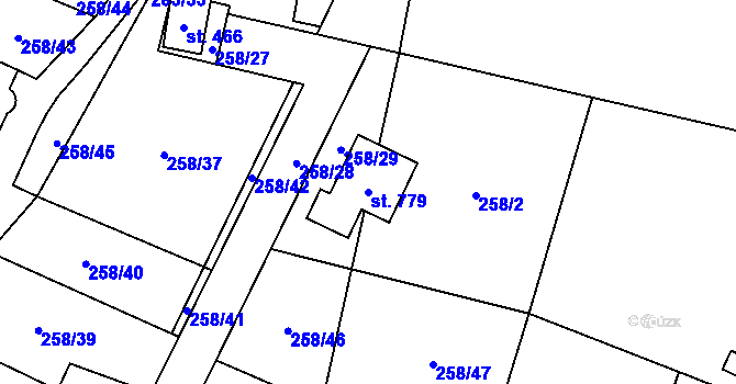 Parcela st. 779 v KÚ Železnice, Katastrální mapa