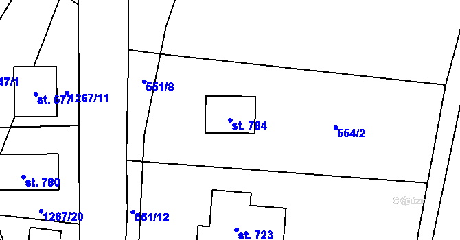 Parcela st. 784 v KÚ Železnice, Katastrální mapa
