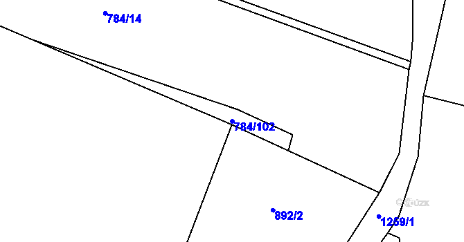 Parcela st. 784/102 v KÚ Železnice, Katastrální mapa