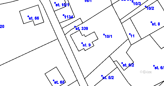Parcela st. 9 v KÚ Bzí u Železného Brodu, Katastrální mapa