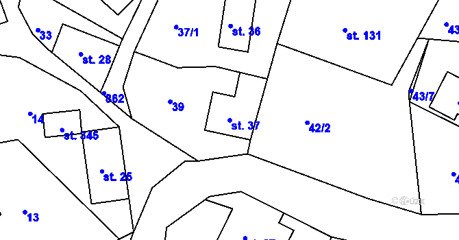 Parcela st. 37 v KÚ Bzí u Železného Brodu, Katastrální mapa
