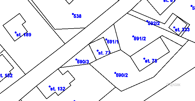 Parcela st. 77 v KÚ Bzí u Železného Brodu, Katastrální mapa