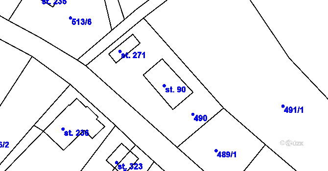 Parcela st. 90 v KÚ Bzí u Železného Brodu, Katastrální mapa