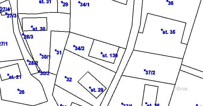 Parcela st. 130 v KÚ Bzí u Železného Brodu, Katastrální mapa