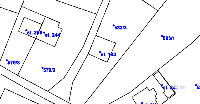 Parcela st. 143 v KÚ Bzí u Železného Brodu, Katastrální mapa