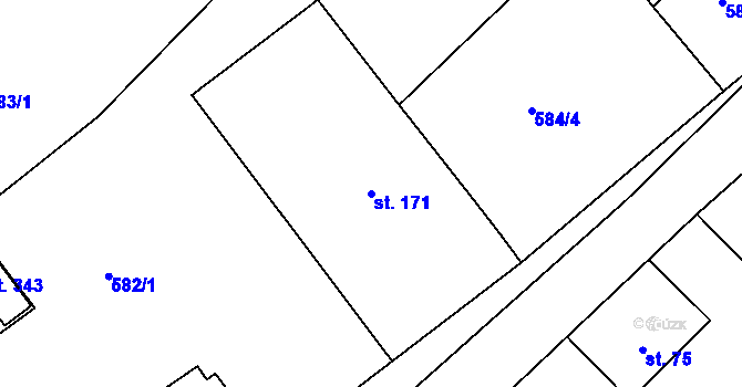 Parcela st. 171 v KÚ Bzí u Železného Brodu, Katastrální mapa