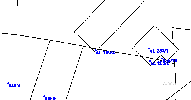 Parcela st. 196/2 v KÚ Bzí u Železného Brodu, Katastrální mapa