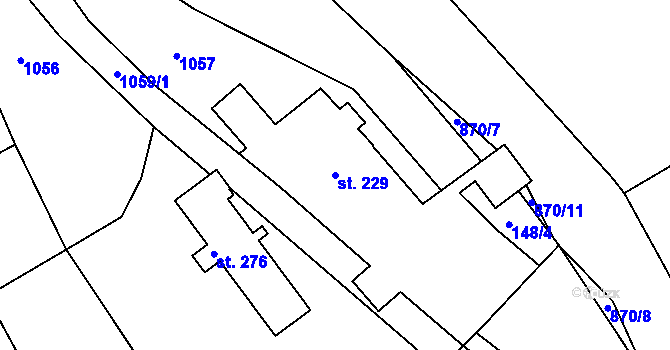 Parcela st. 229 v KÚ Bzí u Železného Brodu, Katastrální mapa