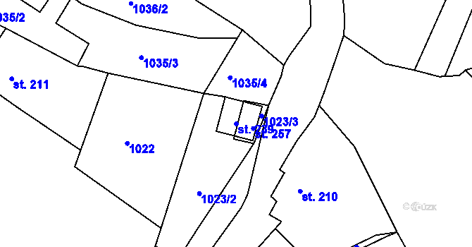 Parcela st. 239 v KÚ Bzí u Železného Brodu, Katastrální mapa