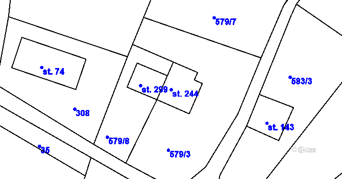 Parcela st. 244 v KÚ Bzí u Železného Brodu, Katastrální mapa