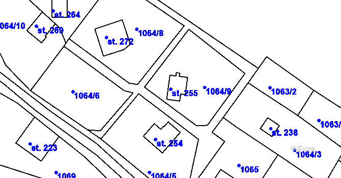 Parcela st. 255 v KÚ Bzí u Železného Brodu, Katastrální mapa