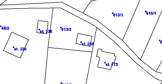Parcela st. 258 v KÚ Bzí u Železného Brodu, Katastrální mapa