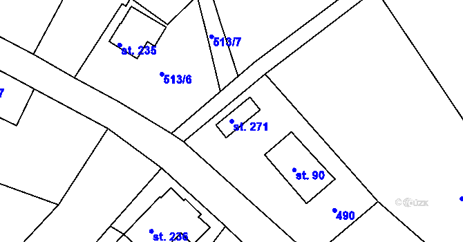 Parcela st. 271 v KÚ Bzí u Železného Brodu, Katastrální mapa