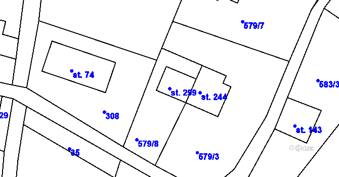Parcela st. 299 v KÚ Bzí u Železného Brodu, Katastrální mapa