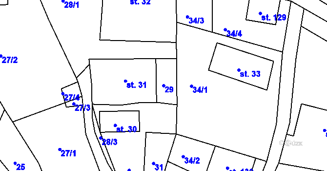 Parcela st. 29 v KÚ Bzí u Železného Brodu, Katastrální mapa